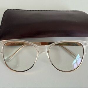 Blenders Blue Light Glasses Clear and Gold with free Brown Case
